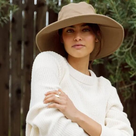 New Wyeth 100% Cotton Canvas Natural Adjustable Wide Brim Sun Hat One Size NWT main image 4